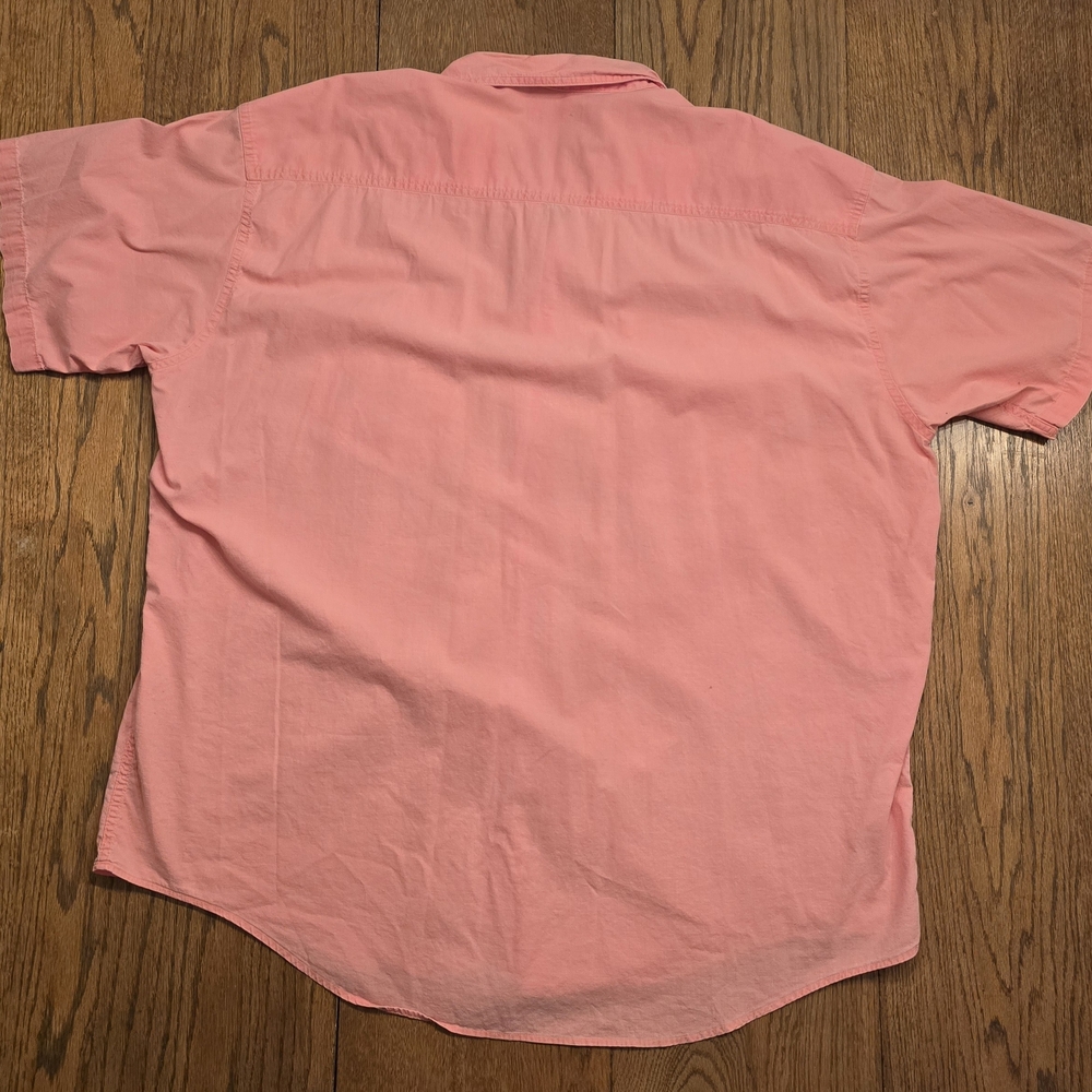 Vintage 90s L.L. Bean Coral Pink Button Up Shirt XXL Tall USA Cotton - Picture 5 of 6